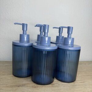 Room Essentials Blue Ribbed Soap Dispensers 400ml Set Of 5 Matching Pumps Target